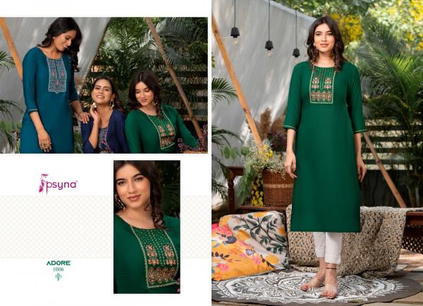 Psyna Adore Rayon Dessigner Embroidery Kurti Collection